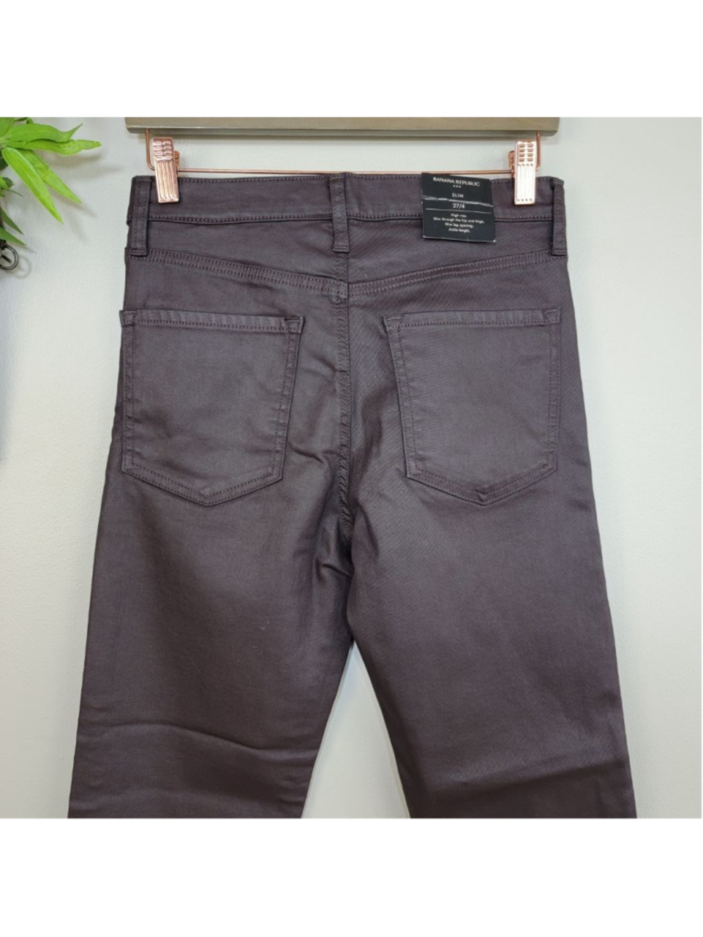 NEW Banana Republic High Rise Slim Fit Straight Let Coated Jeans Red Brown 4 27 - Picture 10 of 13